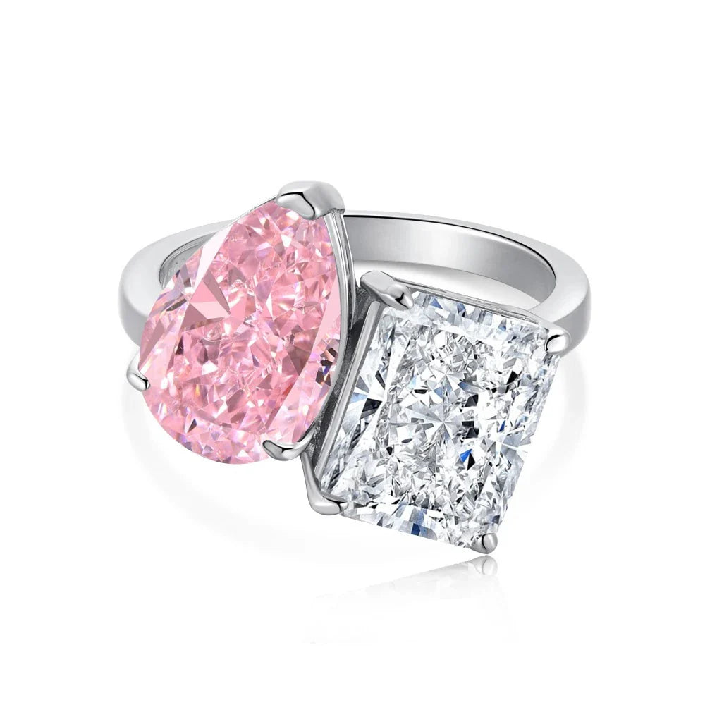 Elegant pear-shaped two-tone diamond ring with a captivating silhouette and premium finish