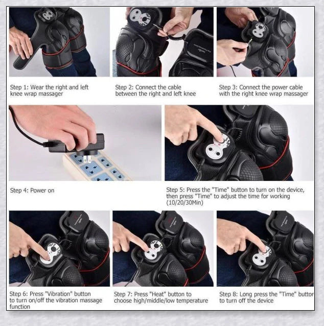 Magnetic Knee Massager with adjustable temperature, timer, and vibration settings for soothing pain relief