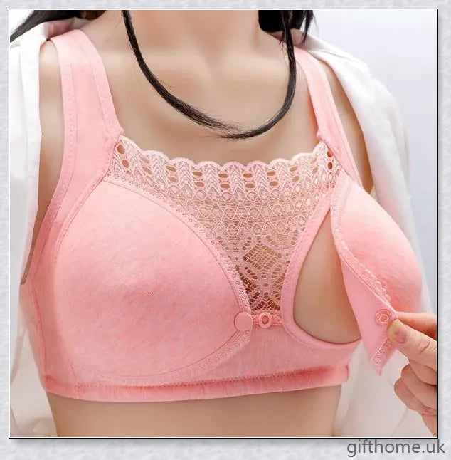 Supportive maternity nursing bra in cotton with adjustable magnetic straps and three-row button closure for nursing mothers