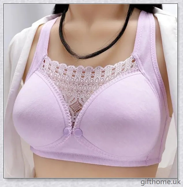 Supportive maternity nursing bra in cotton with adjustable magnetic straps and three-row button closure for nursing mothers