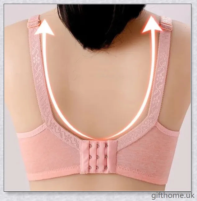 Supportive maternity nursing bra in cotton with adjustable magnetic straps and three-row button closure for nursing mothers