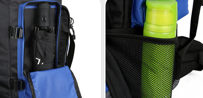Men's Outdoor Hiking Bag with 90L large capacity, featuring a durable polyester construction and cover-type opening for easy access to your gear.