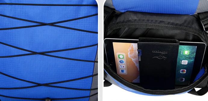 Men's Outdoor Hiking Bag with 90L large capacity, featuring a durable polyester construction and cover-type opening for easy access to your gear.