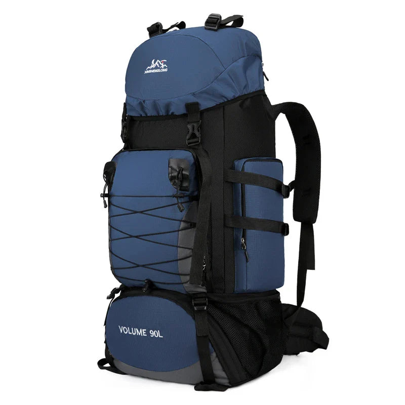 Men's Outdoor Hiking Bag with 90L large capacity, featuring a durable polyester construction and cover-type opening for easy access to your gear.