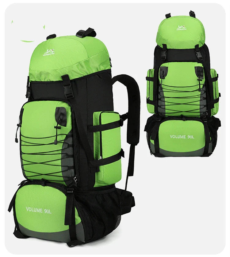 Men's Outdoor Hiking Bag with 90L large capacity, featuring a durable polyester construction and cover-type opening for easy access to your gear.