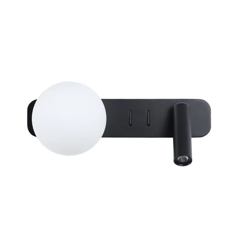 Modern adjustable glass wall lamp with frosted glass shade and aluminium housing
