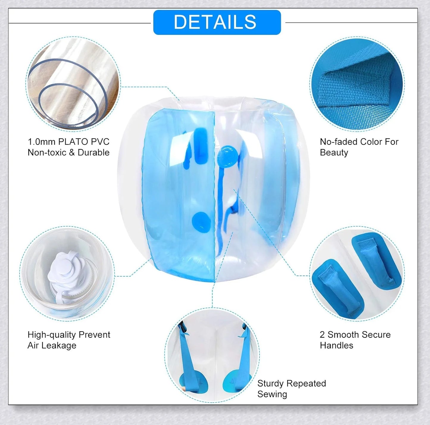 Inflatable bubble bumper ball for backyard, park, or amusement centre fun