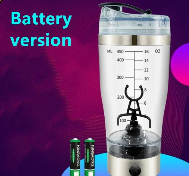 Cordless USB powered protein shake mixer cup with sleek white design and large 600ml capacity