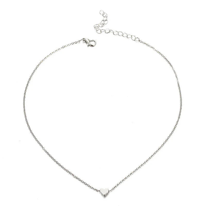 Elegant gold-tone double-sided love pendant necklace with a sleek clavicle chain design