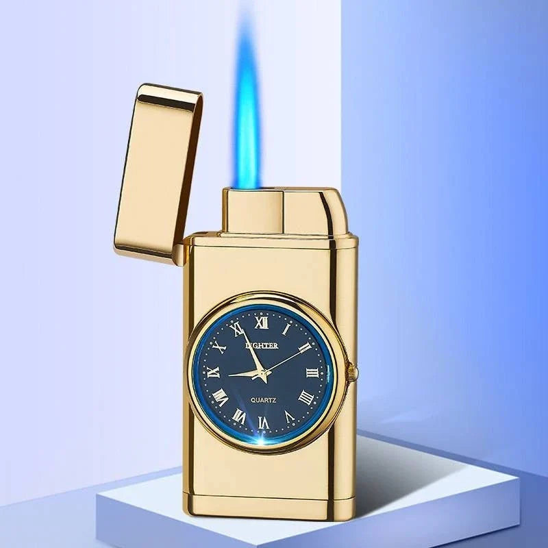A versatile butane lighter watch with various color options and flame styles