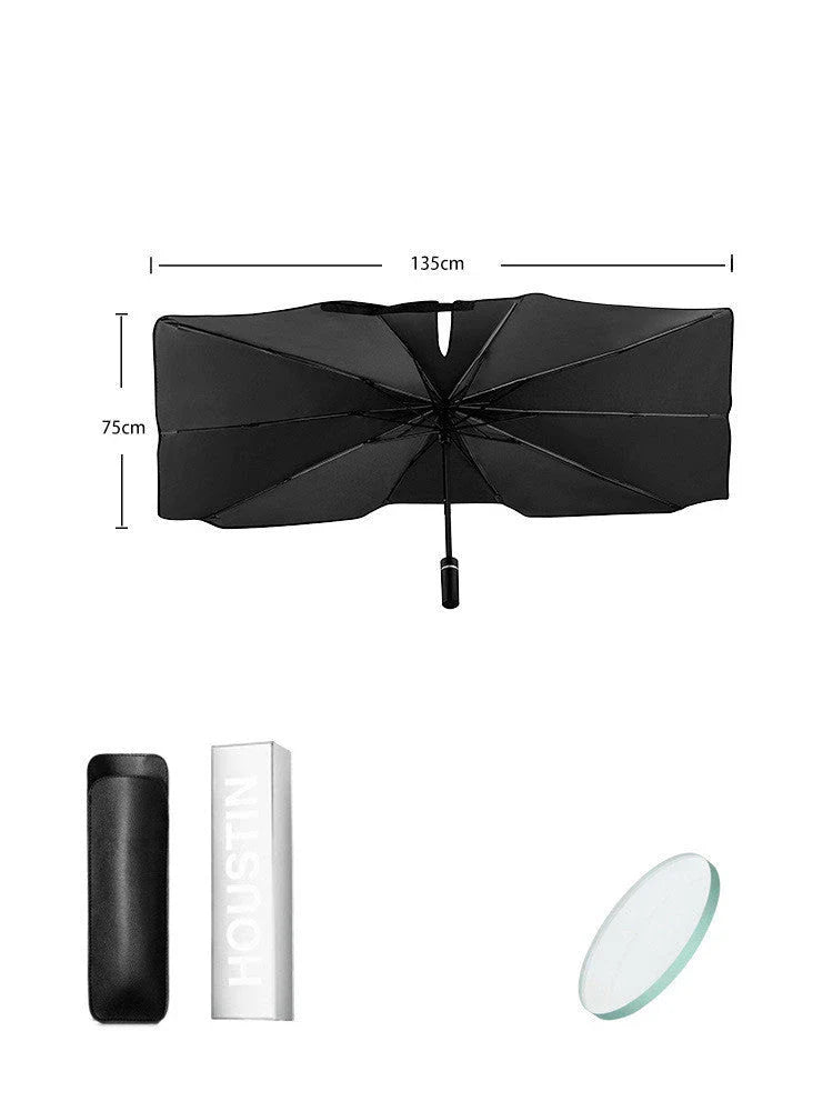 Compact and portable car sunshade with telescopic mechanism and full windshield coverage