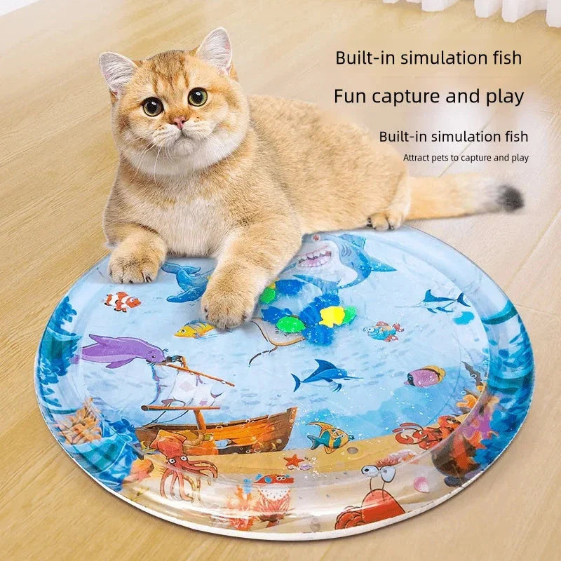 Cooling pet water mat with vibrant animal-themed designs for dogs and cats to stay cool and comfortable
