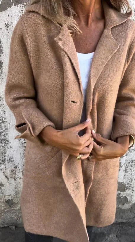 Stylish single-breasted cardigan with pockets in various colors and sizes