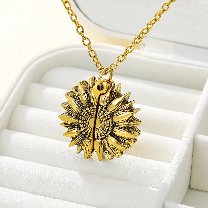 Radiant sunflower necklace with adjustable length and modern design