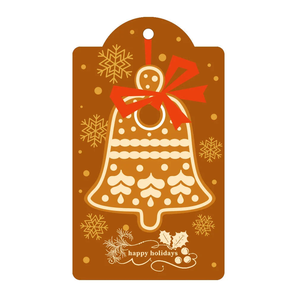 Festive car ornament hanging from rearview mirror with Christmas designs