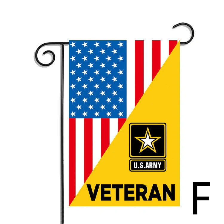 Patriotic polyester garden flag with American flag design, a tribute to British Veterans