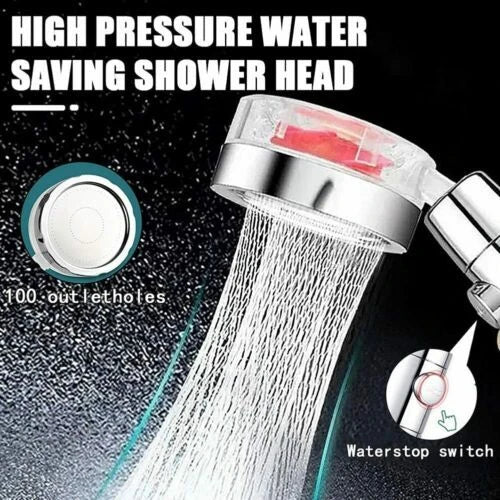 Modern minimalist high-pressure shower head with on/off switch and water-saving technology