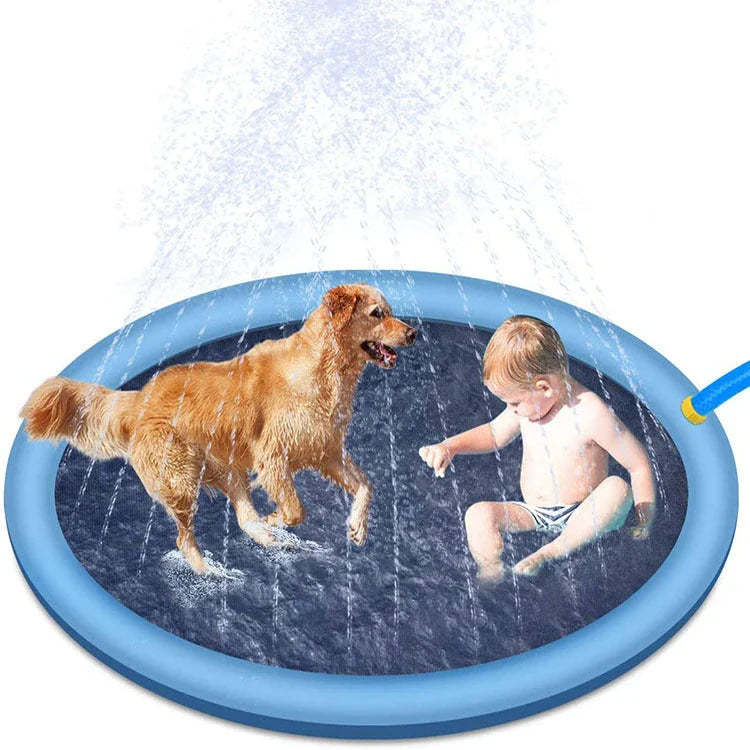 Refreshing splash pad for kids and pets, backyard water play mat with sprinklers