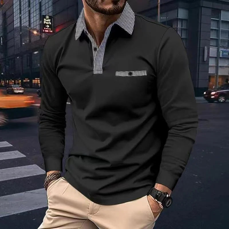 Men's plaid lapel polo shirt in various colours for leisure wear