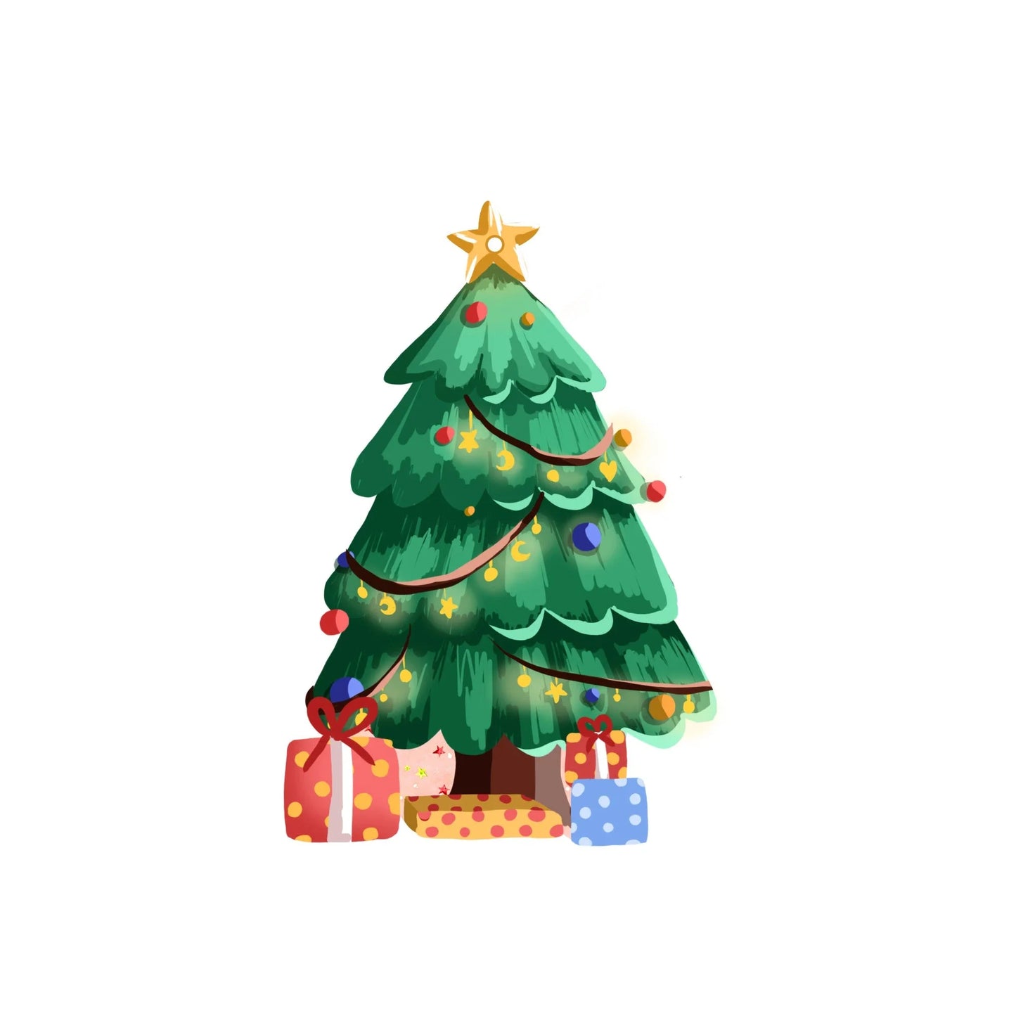 Festive car ornament hanging from rearview mirror with Christmas designs