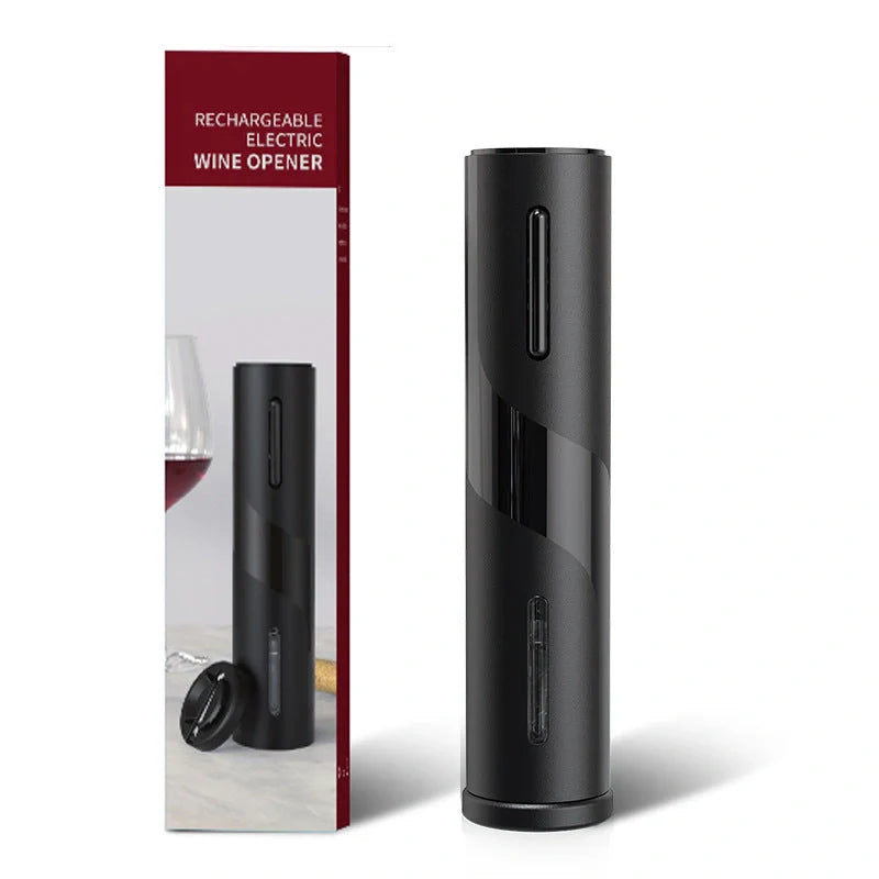Rechargeable electric wine opener with USB charging cable and LED light