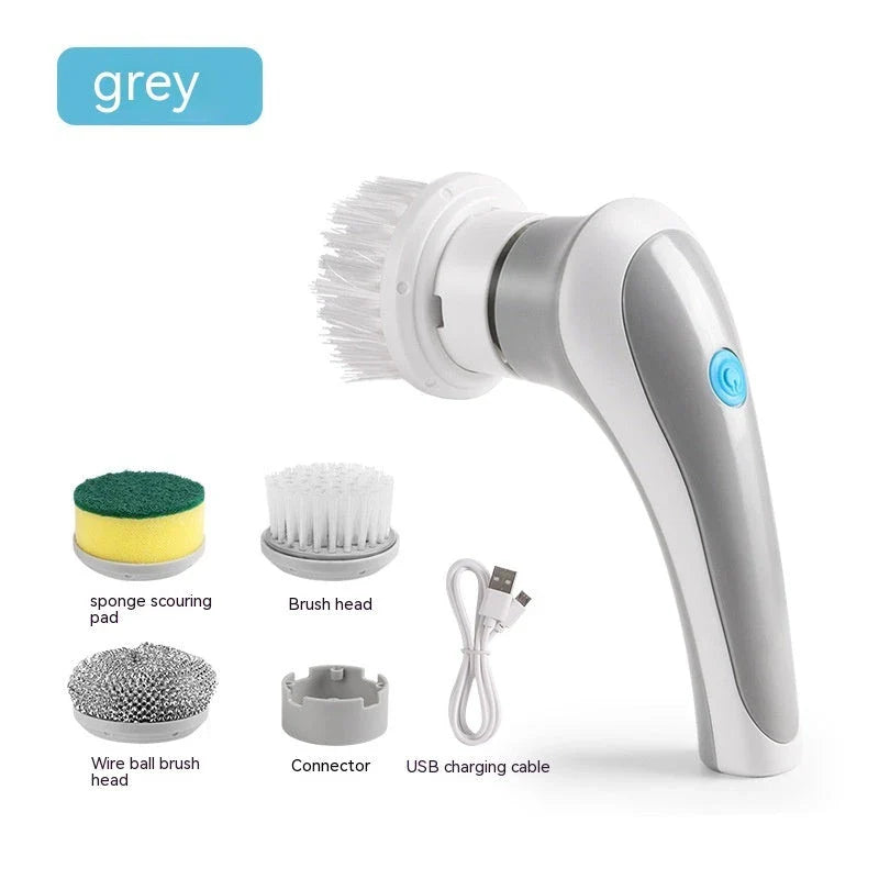 Cordless Electric Cleaning Scrubber Brush with 4 Interchangeable Brush Heads for Powerful, Versatile Cleaning on All Surfaces