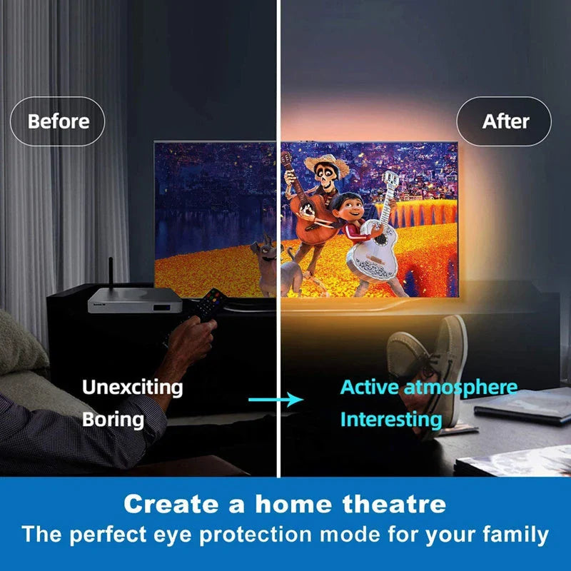 Vibrant and customizable LED strip lights that can be used to enhance home decor, lighting, and ambiance