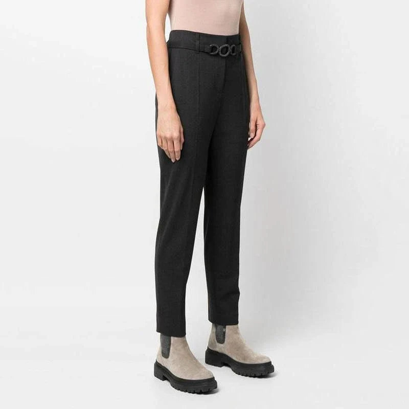 Chic high-waist cashmere pencil pants with pockets in a grey colour, suitable for various occasions in the UK.