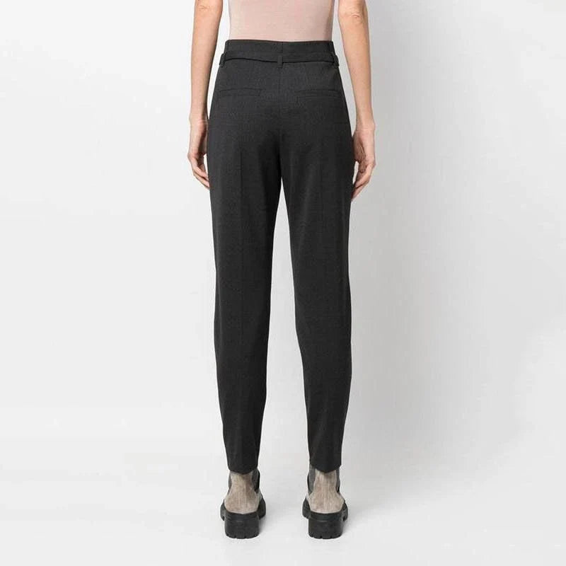 Chic high-waist cashmere pencil pants with pockets in a grey colour, suitable for various occasions in the UK.