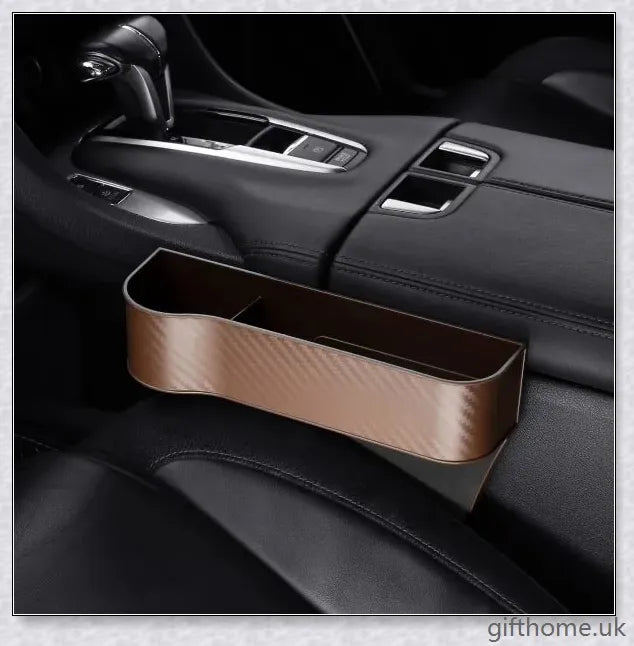 Premium car organiser with storage compartments for phone, wallet, keys, and other essentials