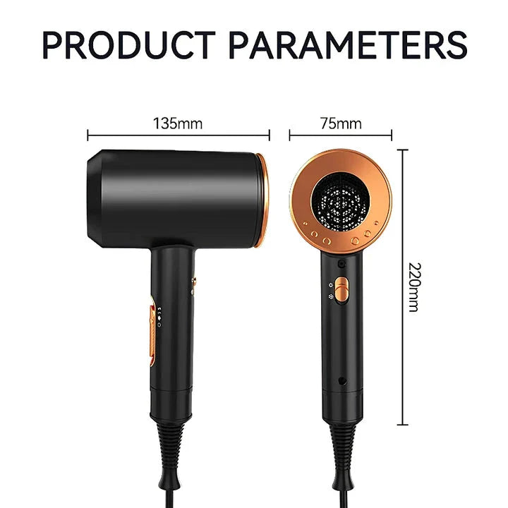 High-speed negative ion hair dryer with diffuser attachment for fast, frizz-free drying and salon-quality styling at home