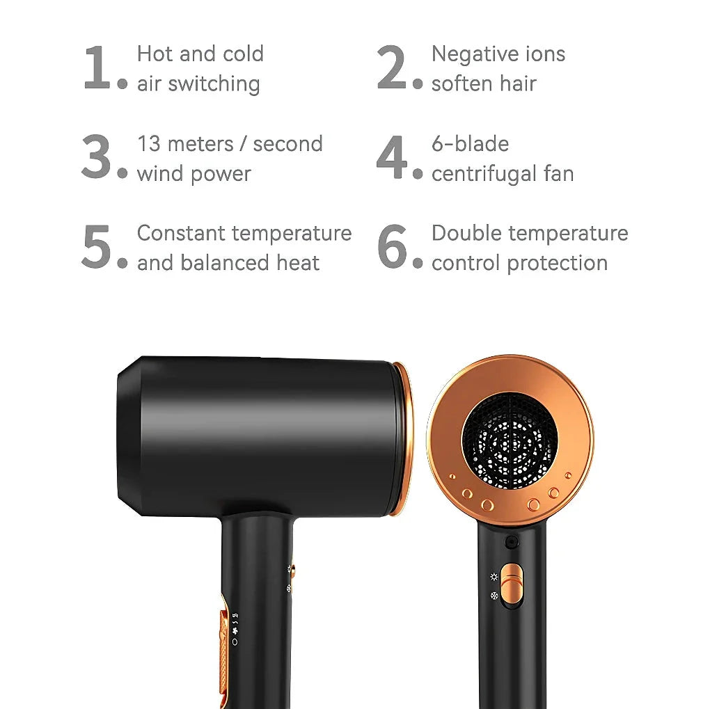 High-speed negative ion hair dryer with diffuser attachment for fast, frizz-free drying and salon-quality styling at home