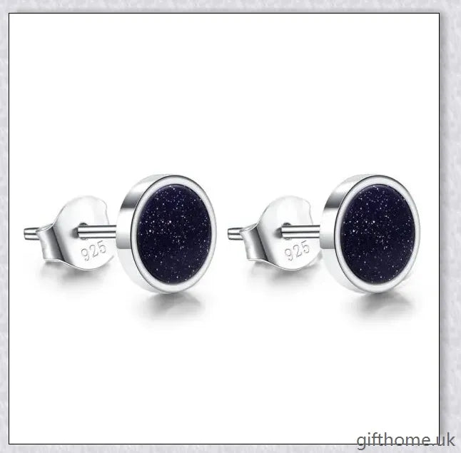 Pair of 925 Sterling Silver Earrings featuring a range of stylish designs, including black agate and blue sandstone, suitable for men and women