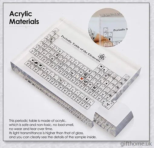 Acrylic Periodic Table Display showcasing 83 real elements in a captivating and educational scientific display