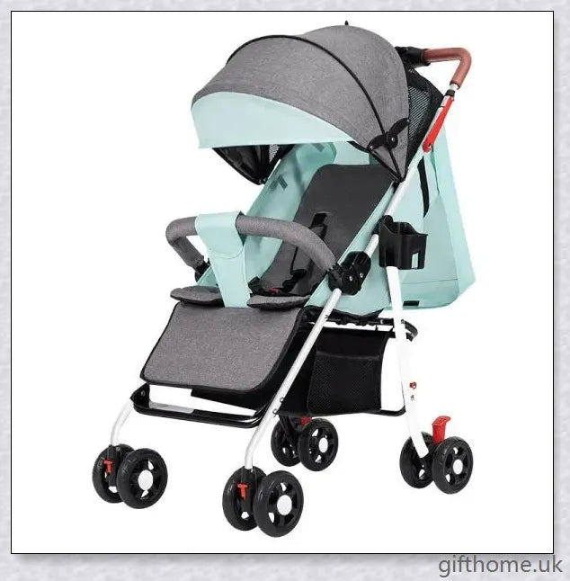 Portable and Foldable Baby Stroller with Adjustable Canopy, Removable Handlebar, and Generous Storage Compartments