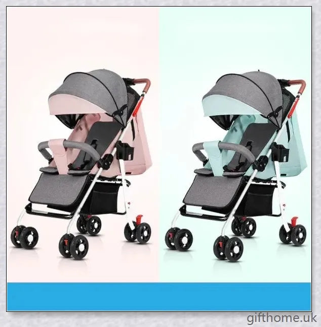 Portable and Foldable Baby Stroller with Adjustable Canopy, Removable Handlebar, and Generous Storage Compartments