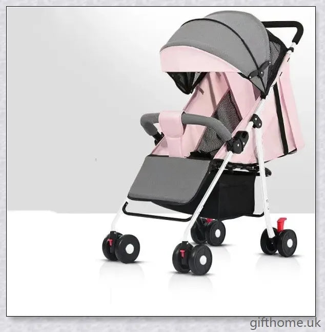 Portable and Foldable Baby Stroller with Adjustable Canopy, Removable Handlebar, and Generous Storage Compartments