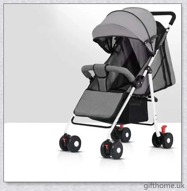 Portable and Foldable Baby Stroller with Adjustable Canopy, Removable Handlebar, and Generous Storage Compartments