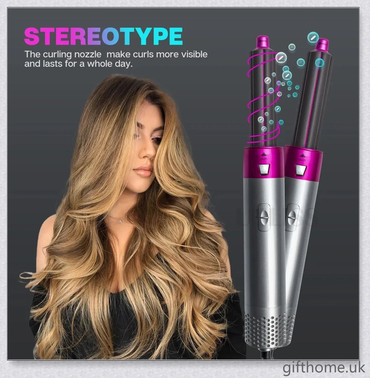 5 in 1 Multifunctional Airwrap Hair Styling Tool by Urban Wings - Create voluminous, salon-quality curls and waves with this advanced, damage-free styling device.
