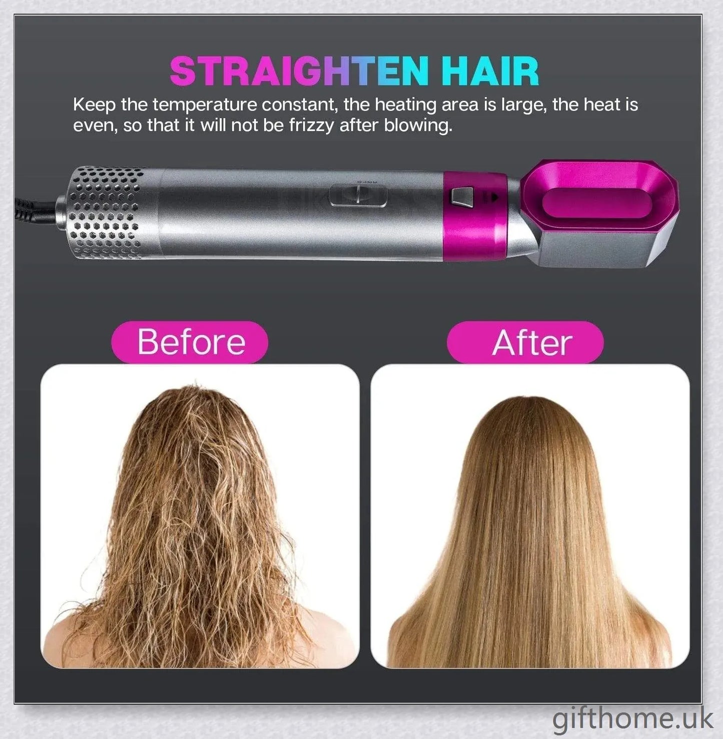 5 in 1 Multifunctional Airwrap Hair Styling Tool by Urban Wings - Create voluminous, salon-quality curls and waves with this advanced, damage-free styling device.