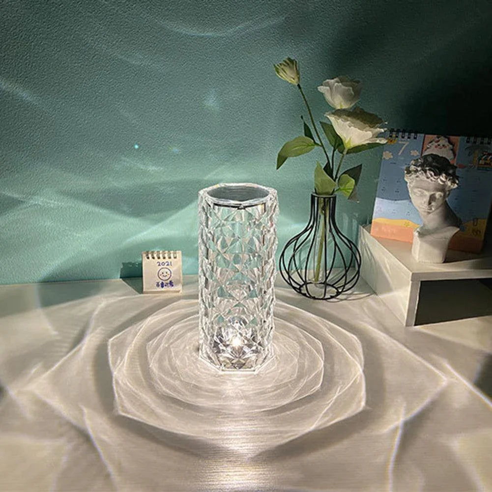 Elegant Nordic Crystal Lamp with adjustable 16-colour RGB lighting, perfect for bedrooms, offices, and living rooms