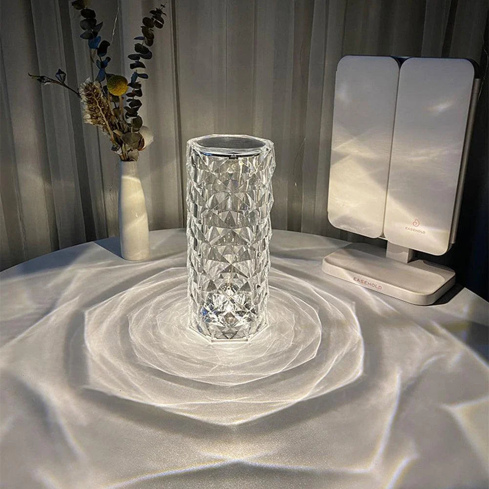 Elegant Nordic Crystal Lamp with adjustable 16-colour RGB lighting, perfect for bedrooms, offices, and living rooms