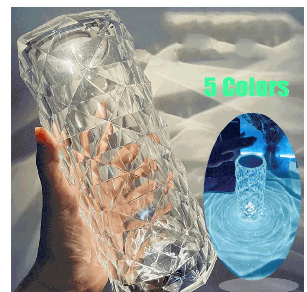 Elegant Nordic Crystal Lamp with adjustable 16-colour RGB lighting, perfect for bedrooms, offices, and living rooms