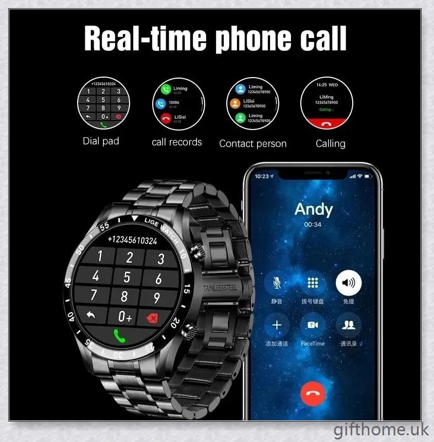 Elegant and durable Full Circle Touch Screen Steel Band Luxury Bluetooth Smart Watch with advanced features for the UK market