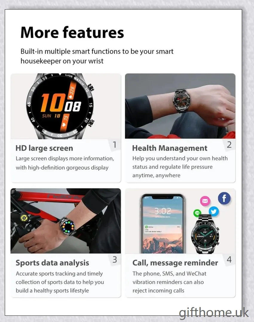 Elegant and durable Full Circle Touch Screen Steel Band Luxury Bluetooth Smart Watch with advanced features for the UK market