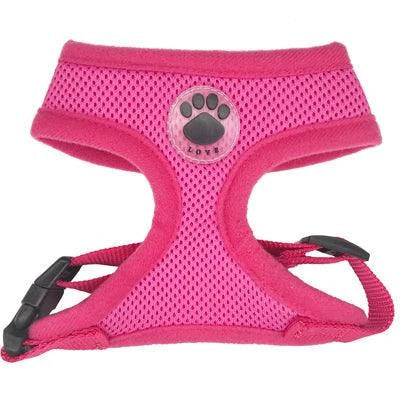 Breathable dog harness with stylish paw print design, made of durable nylon and breathable mesh panels for maximum comfort