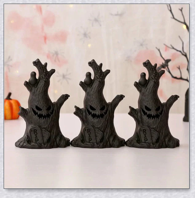 Spooktree Halloween Ghost Tree LED Lights set of 3, creating an eerie glow for spooky outdoor or indoor decorations
