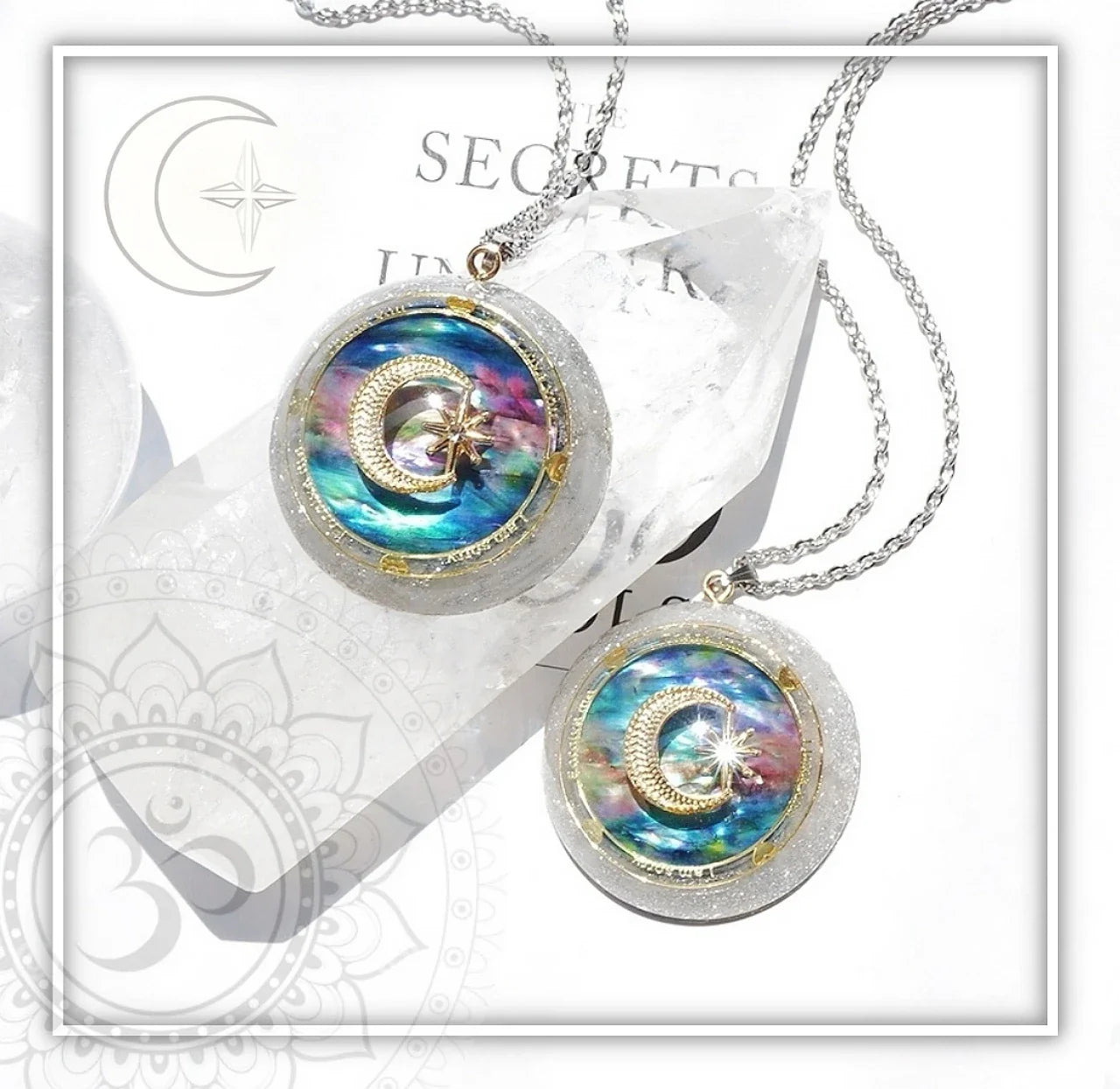 Handmade crystal pendant necklace with a captivating halo effect, a versatile British-made accessory