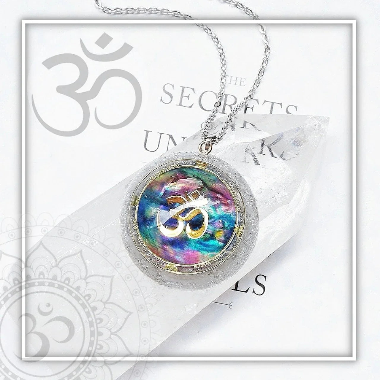 Handmade crystal pendant necklace with a captivating halo effect, a versatile British-made accessory