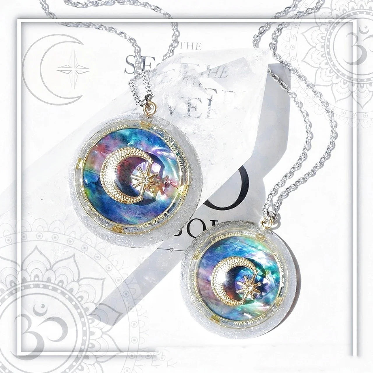 Handmade crystal pendant necklace with a captivating halo effect, a versatile British-made accessory